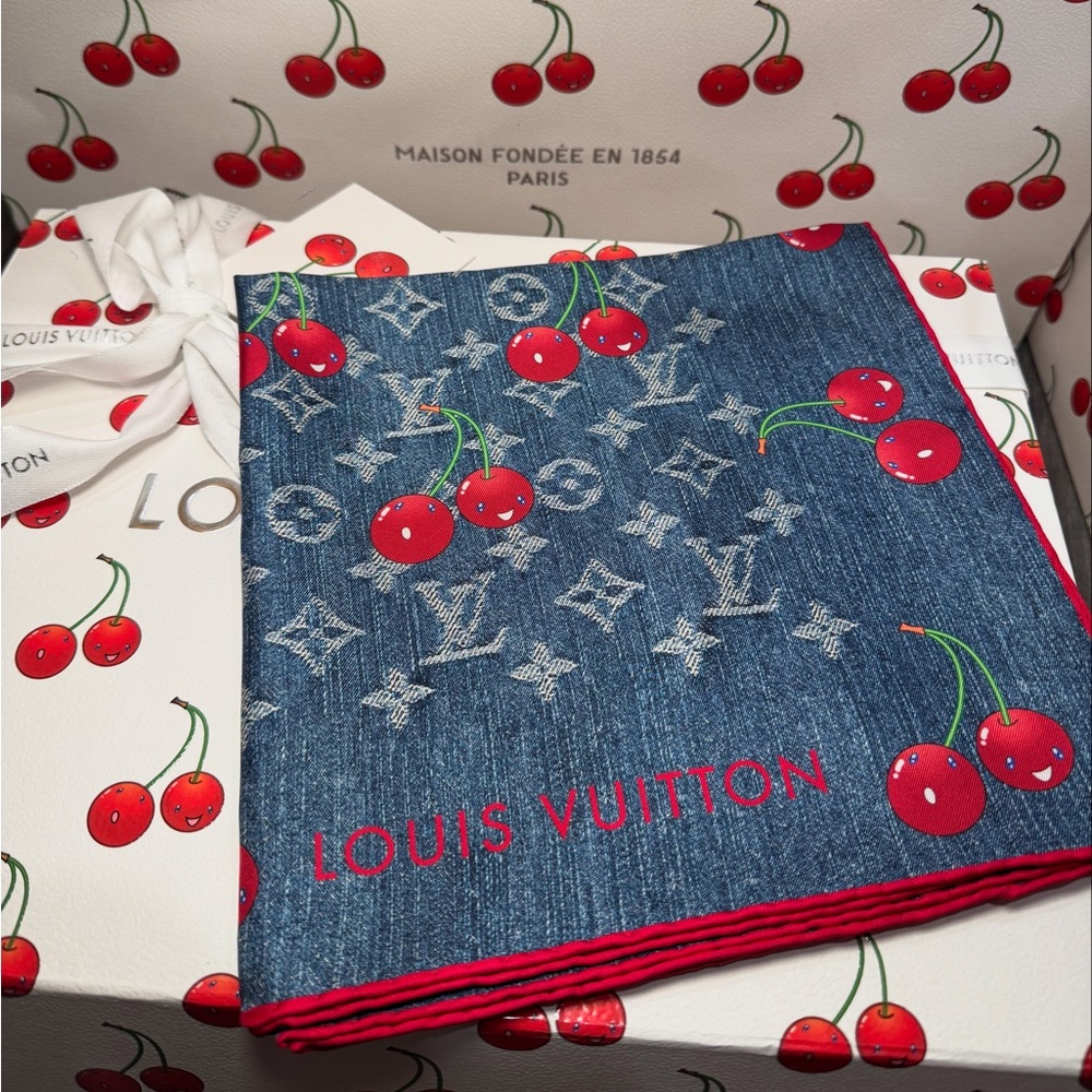 Louis Vuitton Cherry Denim Scarf